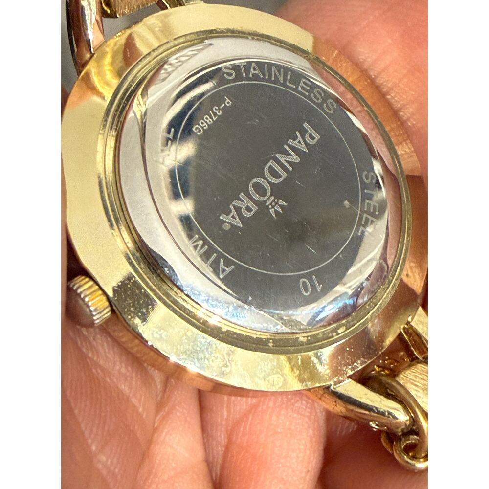 Pandora Ring Style Watch Gold Tone Size 6”- $95 Works - Picture 4 of 6